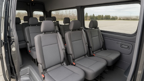 elizabeth sprinter van with driver inside